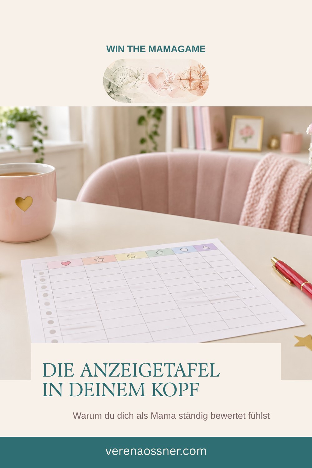 Pinterest-Pin: Die Anzeigetafel in deinem Kopf: Warum du dich als Mama ständig bewertet fühlst