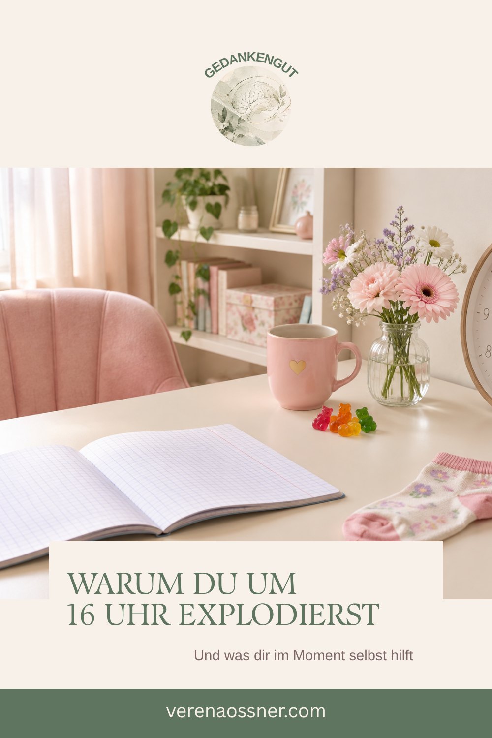 Pinterest-Pin: Warum du um 16 Uhr explodierst – und was dann hilft