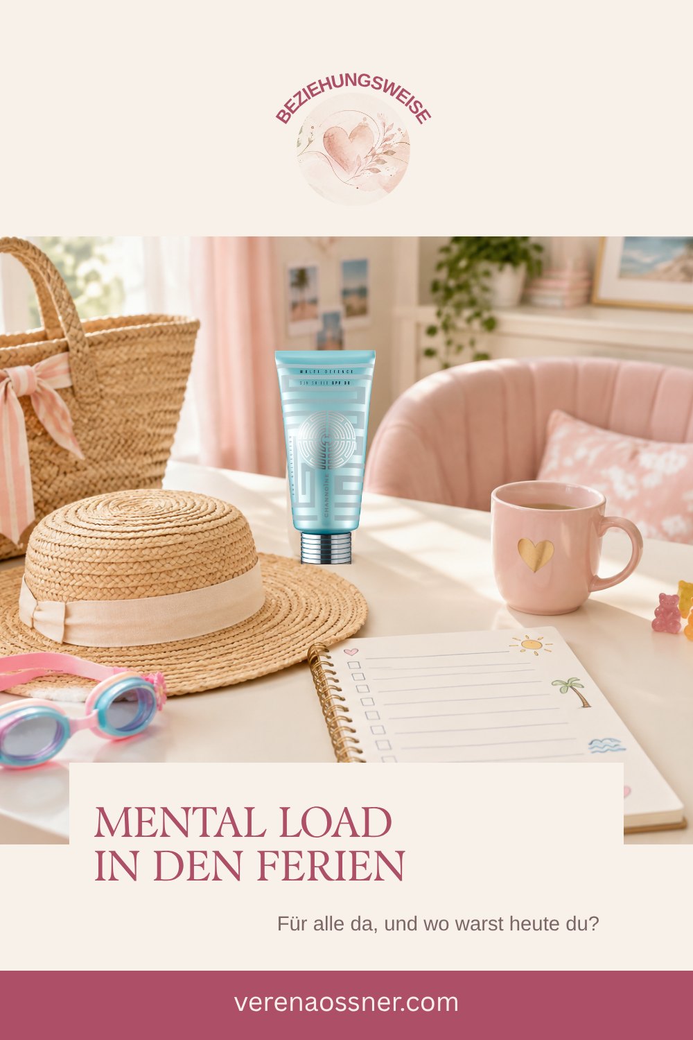 Pinterest-Pin: Mental Load in den Ferien: Für alle da, und wo warst heute du?